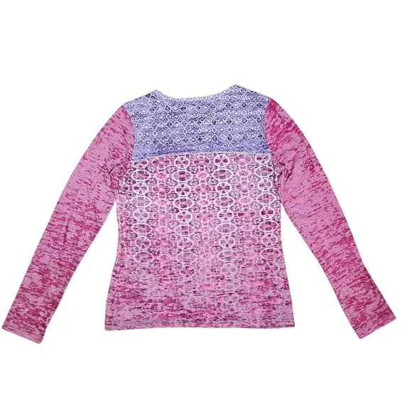 PrAna Lottie Lightweight Pink & Purple Jersey Knit Burnout Tee Size S - Picture 2 of 9